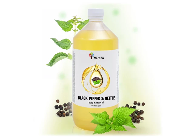 Čierne korenie a žihľava rastlinný masážny olej 1000ml #16434