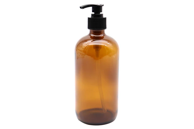 Fľaša z jantárového skla s dávkovačom 500ml #16991