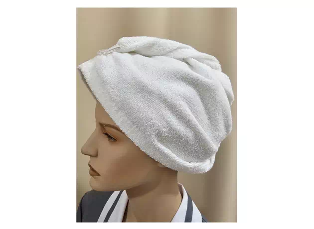Froté turban na vlasy s gombíkom #16813